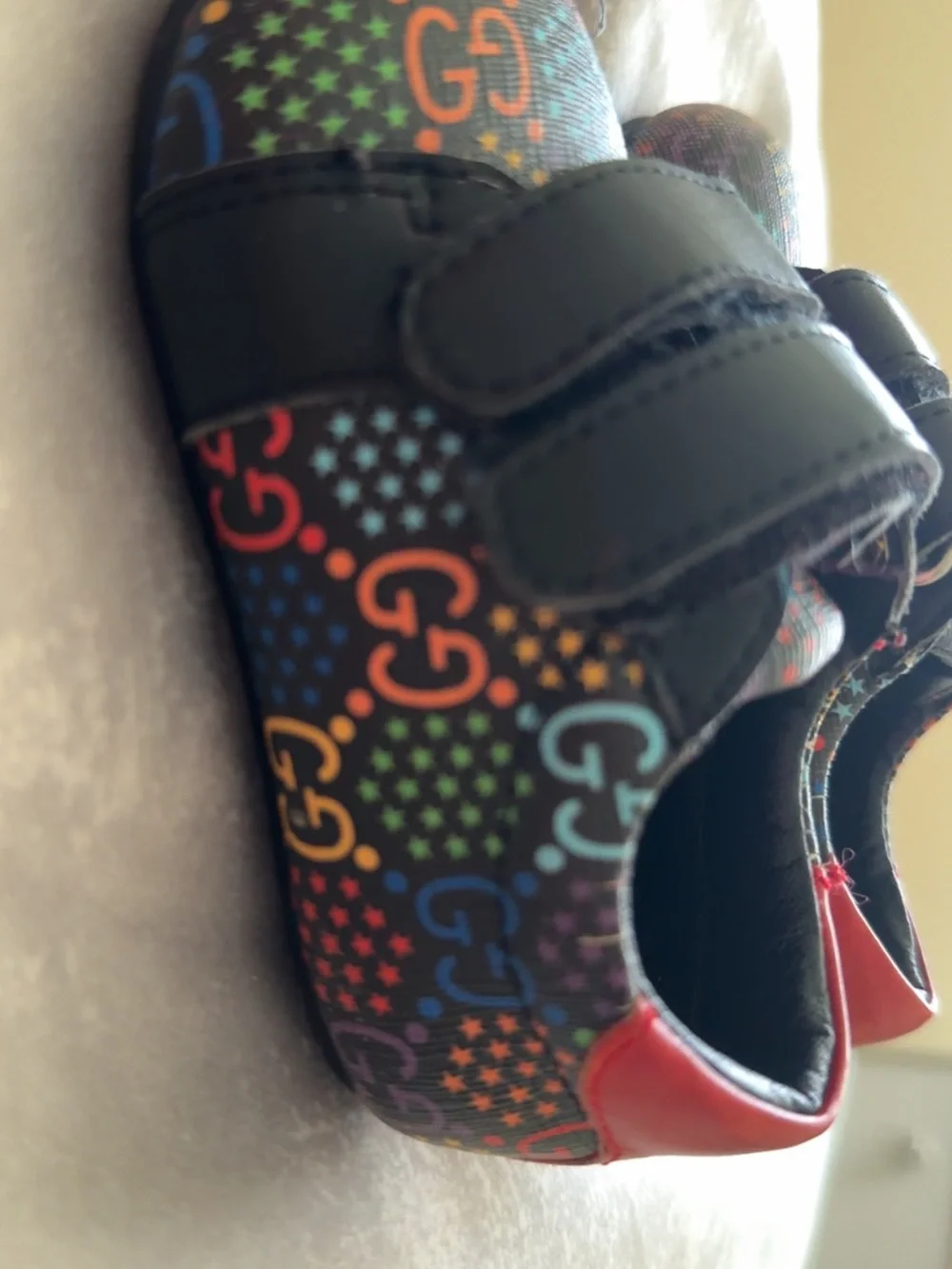 Gucci Kids Black Slip-On Shoes with Multicolor Logo